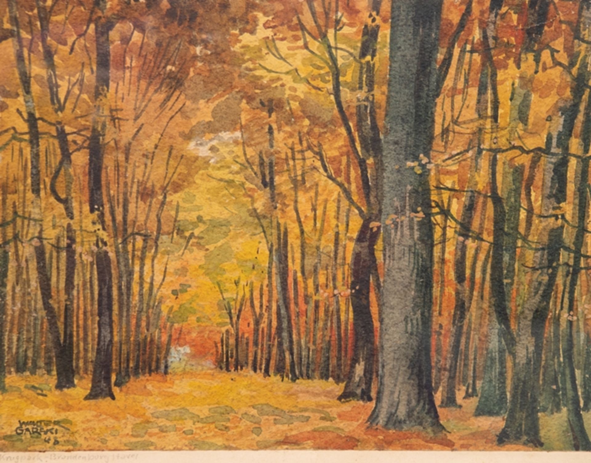 Garski, Walter (1864 Berlin-1961 Meisenheim) "Krugpark- Brandenburg Havel", Aquarell, signiert u.l.