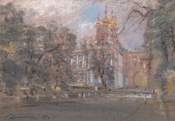 Bernstein, Stanislav (1937-2003) "Villa in St. Petersburg", Pastellkreide, sign. u.l., 28x38,5 cm, 