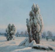 Bruycker, Hermann de (1858 Hamburg-1950 Hamburg) "Winter auf der Heide", Öl/ Lw., 1 Hinterlegung, s