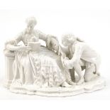 Figurengruppe "Der Kuß", Nymphenburg, weiß glasiert, Preßmarke, 17x24x12,5 cm