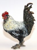 Wiener Bronze "Stolzer Hahn-Naturalistische Darstellung eines stolzierenden Hahnes“, handbemalt, si