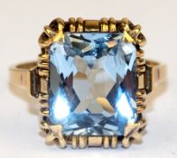 Ring um ca. 1920, GG 585, ca. 3,9 g, Blautopas ca. 1,3 x 1,1 cm, RG 55, Innendurchmesser 17,5 mm