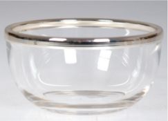Glasschale mit versilbertem Rand, H. 5,5 cm, Dm. 11 cm