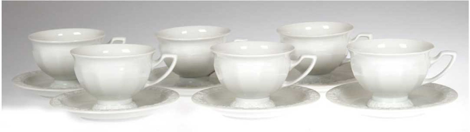 6 Tassen mit UT, Rosenthal, Maria weiß, H. 6,5 cm