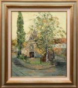 Dumont, Micheline (1923-1993) "Häuserzeile im Herbst", Öl/ Lw., sign. u.r., 60x49 cm, Rahmen