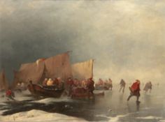 Elven, Jan Baptist Tetar van (1805 Amsterdam-1879 Voorschoten, Niederlande) "Eisvergnügen", Öl/Lw.,