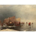Elven, Jan Baptist Tetar van (1805 Amsterdam-1879 Voorschoten, Niederlande) "Eisvergnügen", Öl/Lw.,