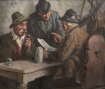 Hearendel, Harry (1896-1991) "Geschäfte in der Wirtsstube", Öl/Lw., sign. o.l., 70,5x80,5 cm, Rahme