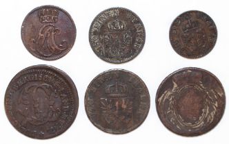 1 halber Stüber 1783, Bergisches Land, 1 Guter Pfennig 1757, 1,2,3 Pfennig 1862. 1864. 1871