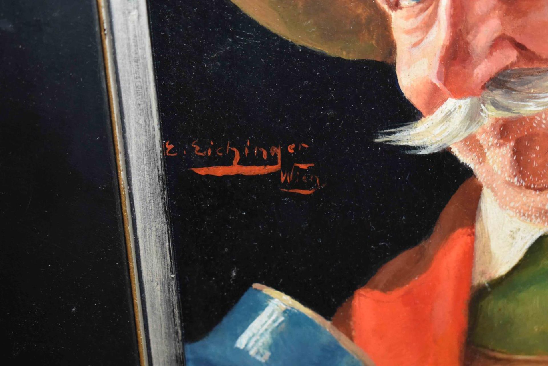 EICHINGER, ERWIN / STOITZNER, C.. Mann mit Krug / Mann mit Weinglas. Zwei Gemälde: Öl/Holz. - Image 3 of 4