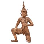 Tempelwächter (Yaksha). Thailand, wohl 19./20. Jh. | Bronze, vergoldet.