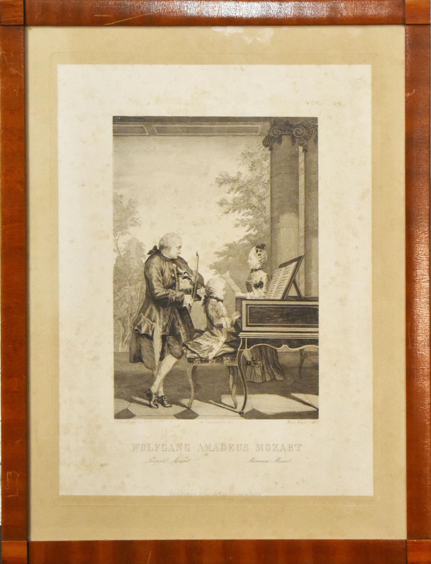 MEYER, HANS. Wolfgang Amadeus Mozart mit Vater und Schwester. Radierung.