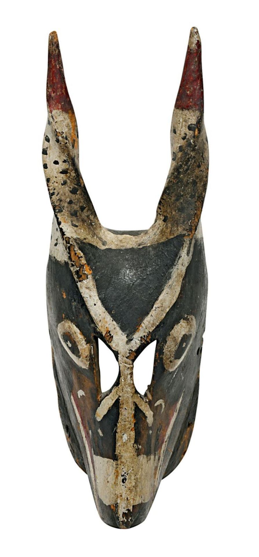 Antilopenmaske (Zamble). In der Art der Guro, Elfenbeinküste | Holz, geschnitzt, dunkel patiniert...