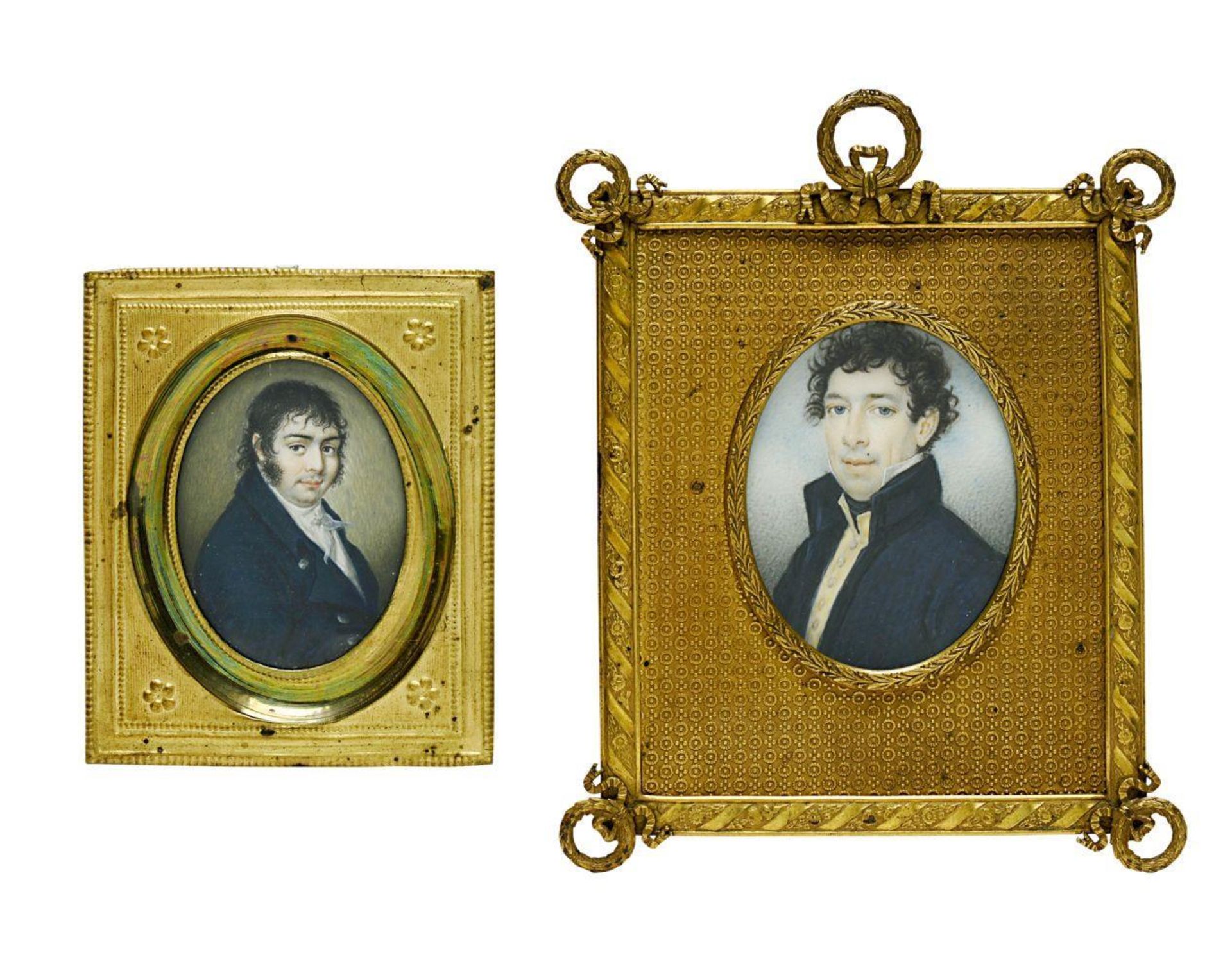 Zwei Herrenporträts. 19. Jh. | Aquarell- und Deckfarben.