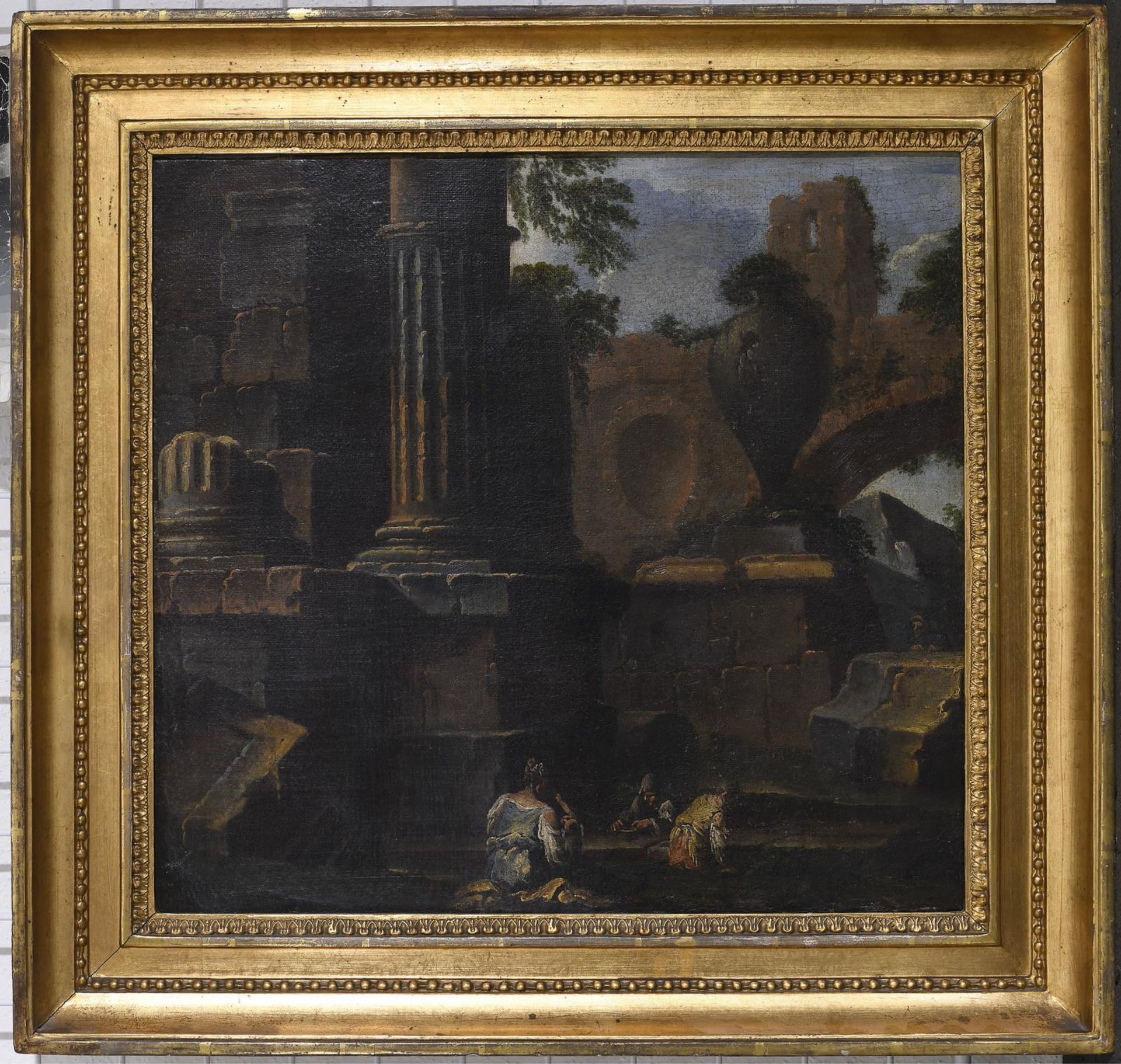 ROSA, SALVATOR (ART DES). Ruine mit Figurenstaffage. Öl auf Leinwand. - Bild 2 aus 3