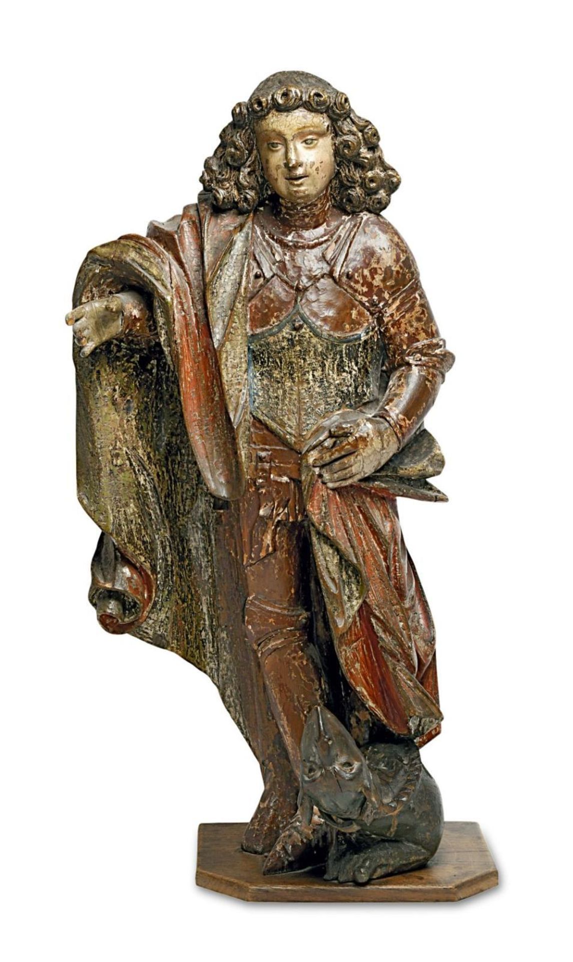 Hl. Georg. Deutschland, um 1500 | Holz, geschnitzt. Farb- und Goldfassung.
