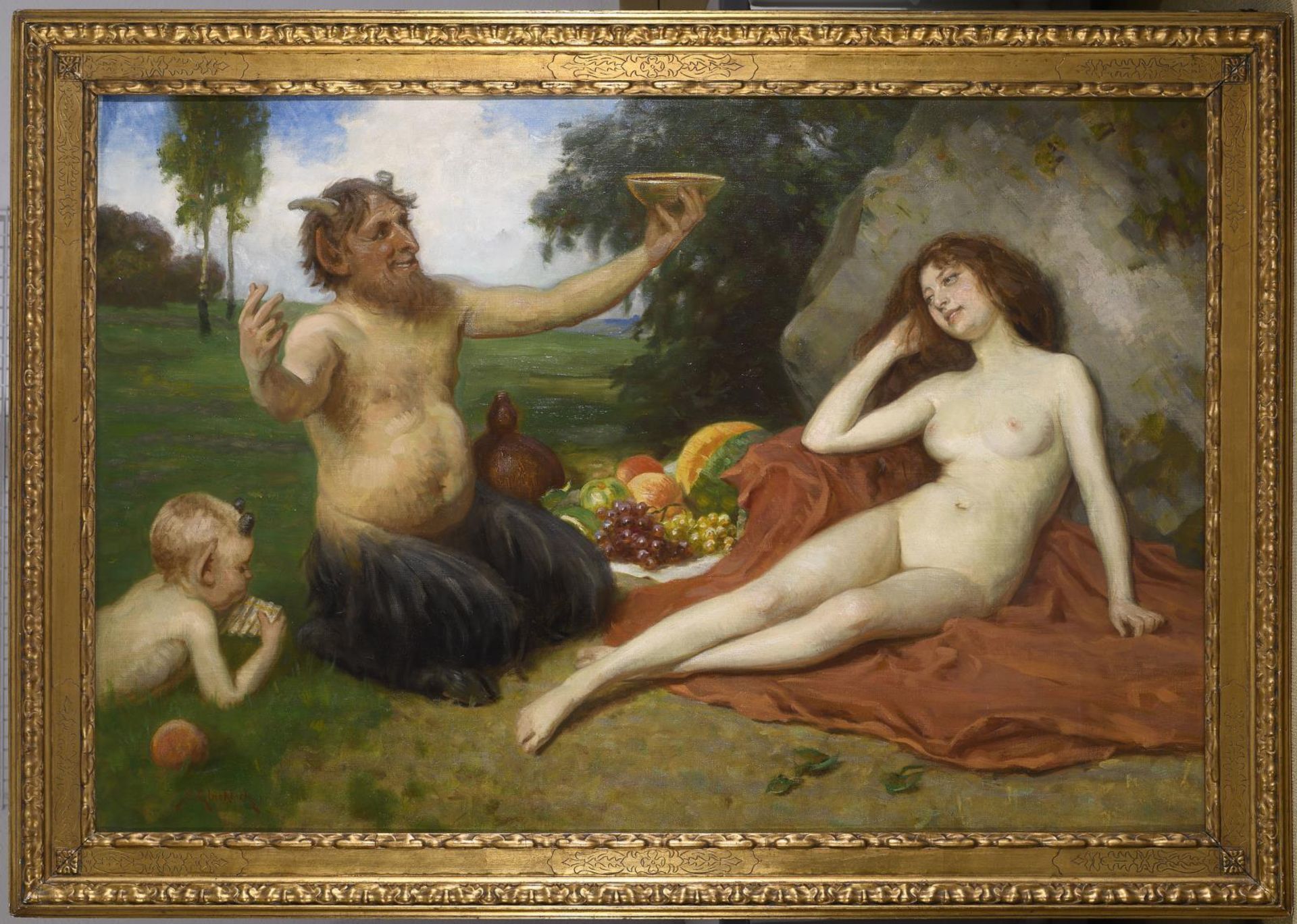 GLÜCKLICH, SIMON. Satyr und Nymphe. Öl auf Leinwand. - Image 2 of 3