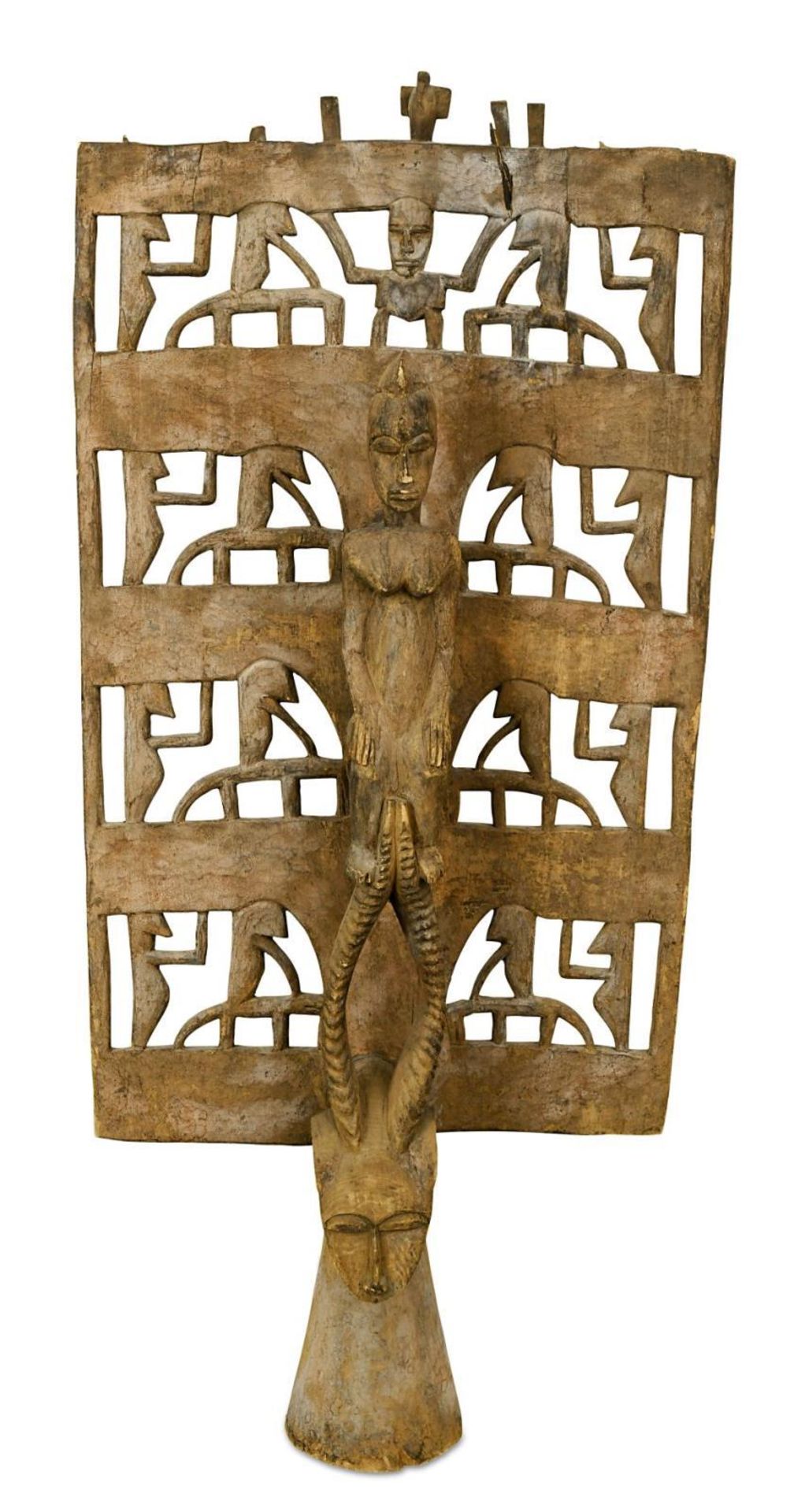 Maskenaufsatz. Senufo, Elfenbeinküste (wohl) | Holz, geschnitzt, Reste von Farbfassung.