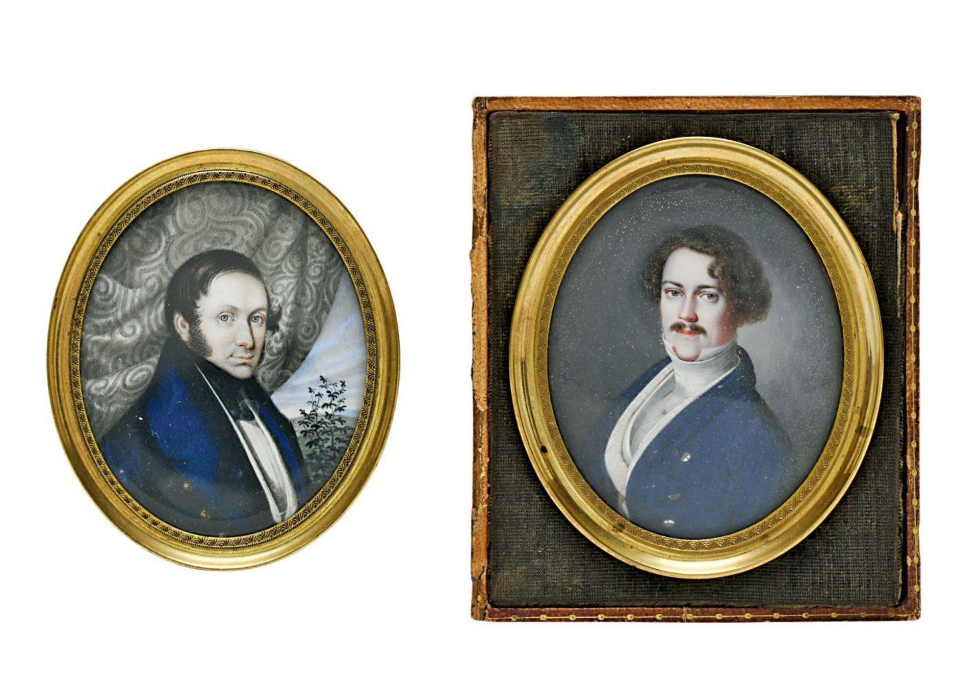 Zwei Herrenporträts. 19. Jh. | Aquarell- und Deckfarben.
