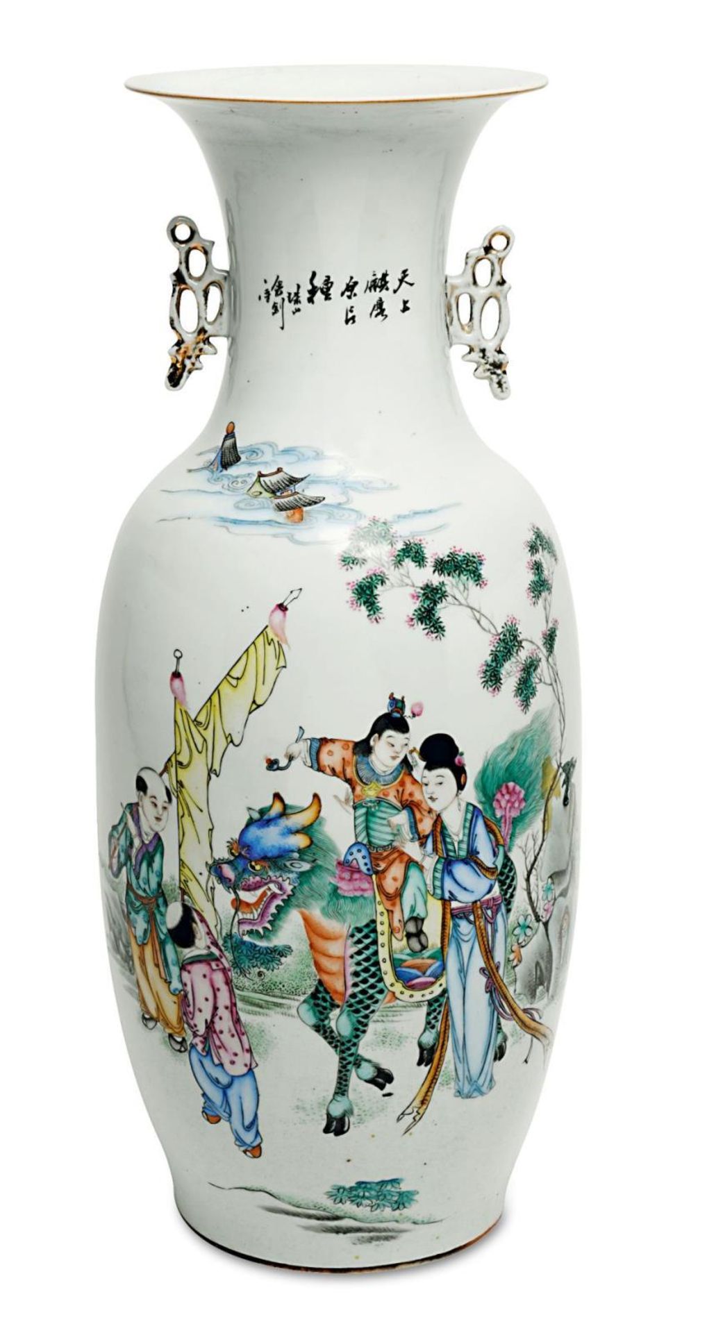 Bodenvase. China, 1. Hälfte 20. Jh. | Porzellan, Farb- und Goldstaffage.