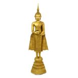 Großer Buddha mit Almosenschale. Thailand, Rattanakosin-Stil, 19./20. Jh. | Bronze (wohl), vergol...