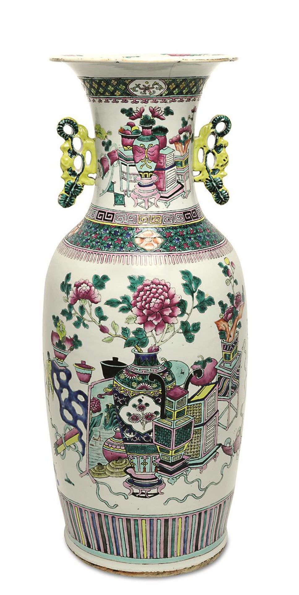 Bodenvase. China | Porzellan, bunter Schmelzfarbendekor.