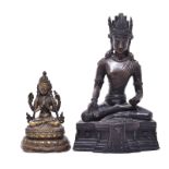 Buddha Shakyamuni und Bodhisattva. Südostasien u.a. (wohl) | Bronze.
