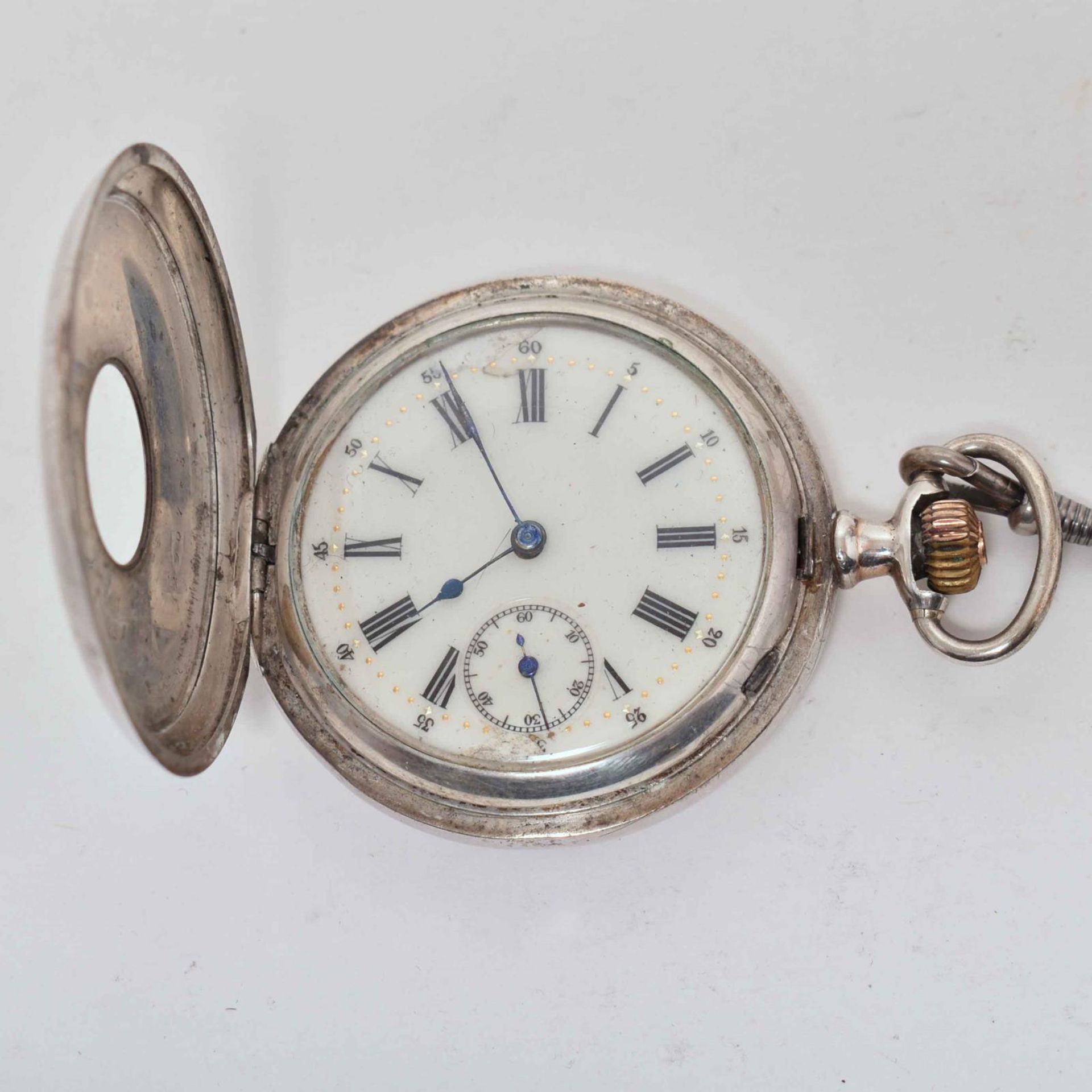Halbsavonette mit Uhrenkette. Deutschland, um 1910 | Silber. Marken: 800 u.a. - Image 2 of 4