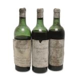 Drei Flaschen Château Lafitte, 1911. Château Lafitte, wohl Listrac, Bordeaux, Frankreich | Jahrga...