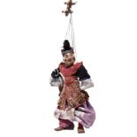 Marionette. Wohl Burma | Holz, Stoff, Pailletten u.a.