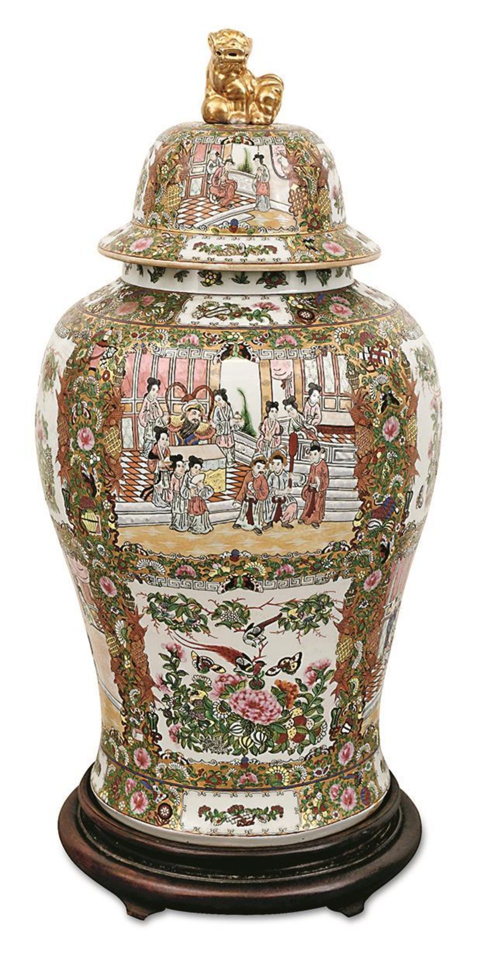 Große Deckelvase. China, 20. Jh. | Porzellan, Farb- und Goldstaffage. - Bild 2 aus 4