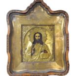 Christus Pantokrator. Russland, 19./20. Jh. | Tempera/Holz, Messingoklad.