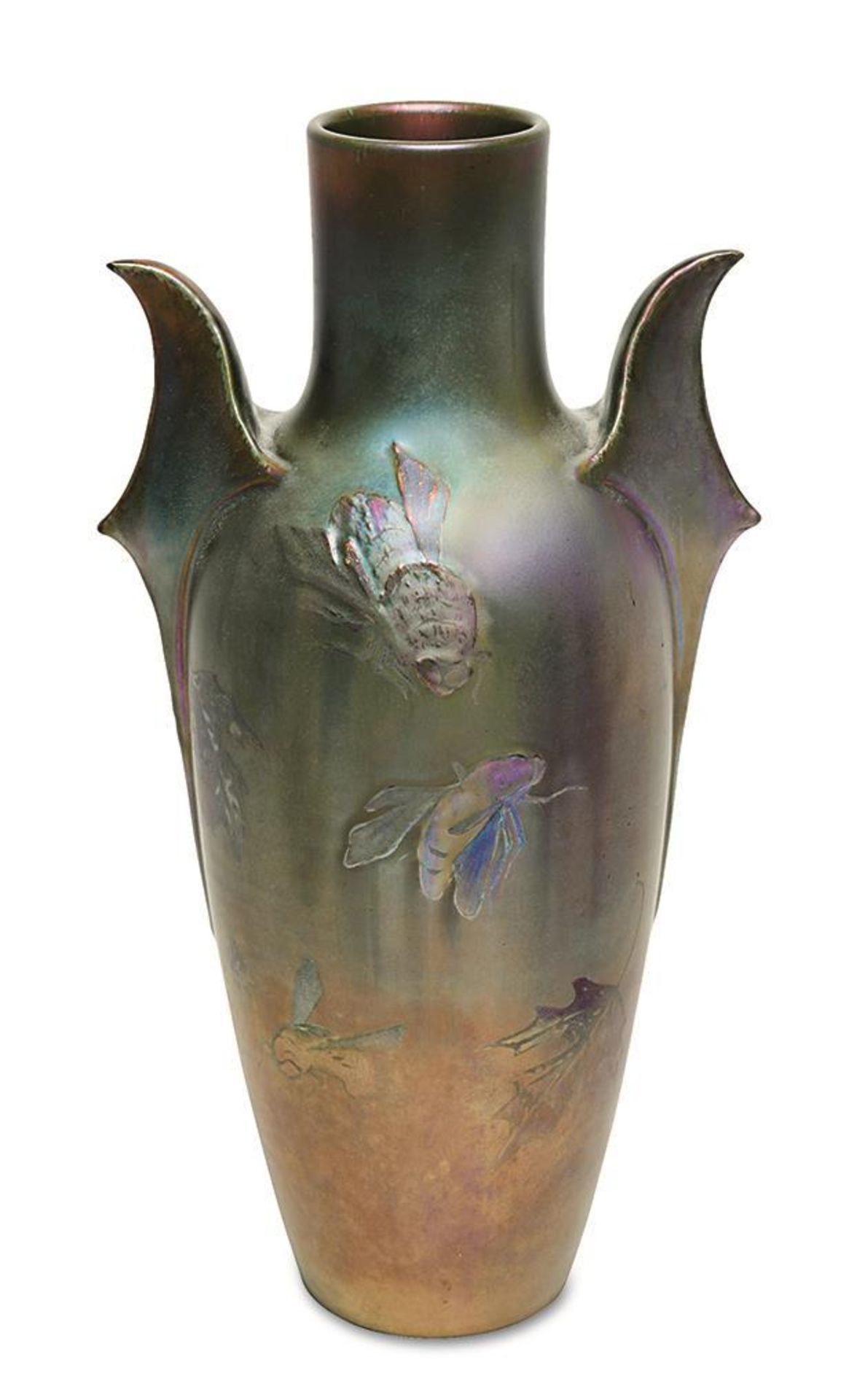 Große Vase, kleine Vase und Schale. Vallauris, Manufaktur Massier (Delphin?) bzw. Jérôme Massier... - Bild 3 aus 5
