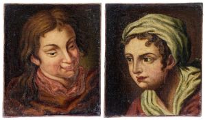Paar kleine Portraitstudien, Italien, 18. Jh.