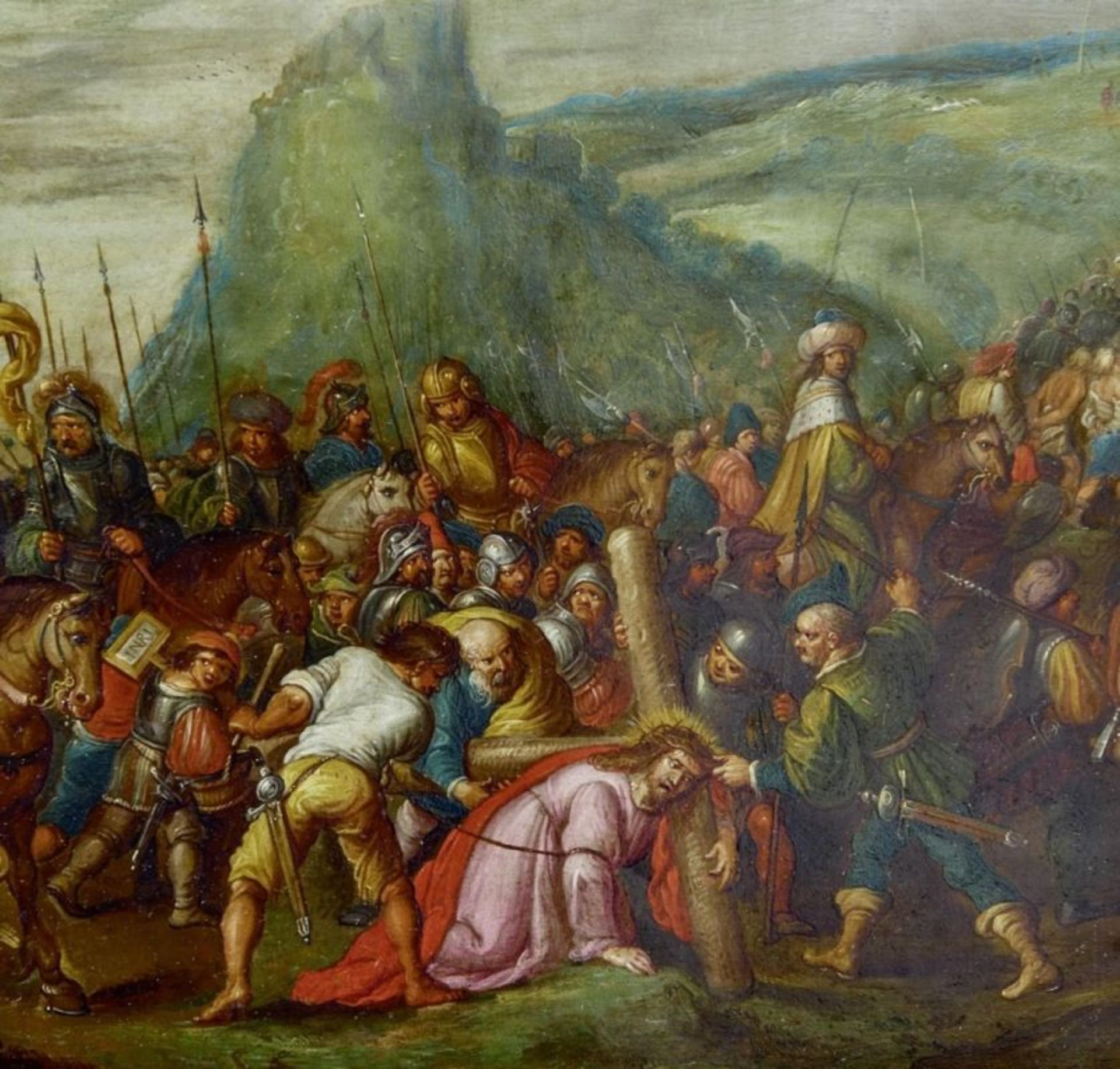 Francken, Frans II. (Attrib.) od. Cornelis de Baiilleur: Christus fällt unter dem Kreuz - Bild 3 aus 20