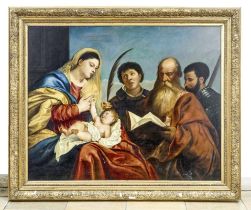 Madonna mit Kind und drei Heiligen, Italien, 18./19. Jh., nach Tizian