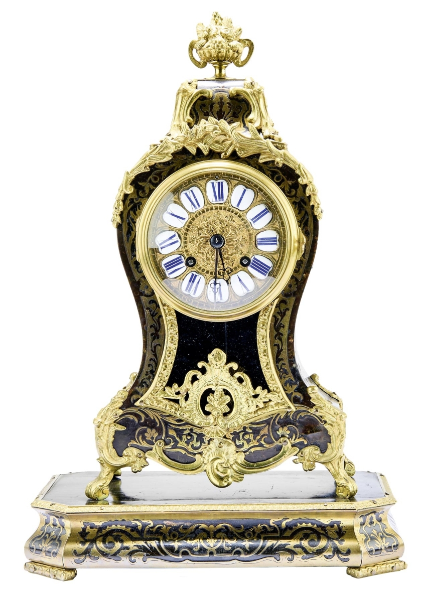 Boulle-Pendule mit Konsole im Louis-XV.-Stil, Frankreich, M. 19. Jh.