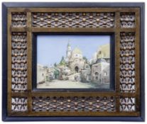 Arabische Stadtansicht mit Moschee und Minarett, Orientalist der 1920er Jahre