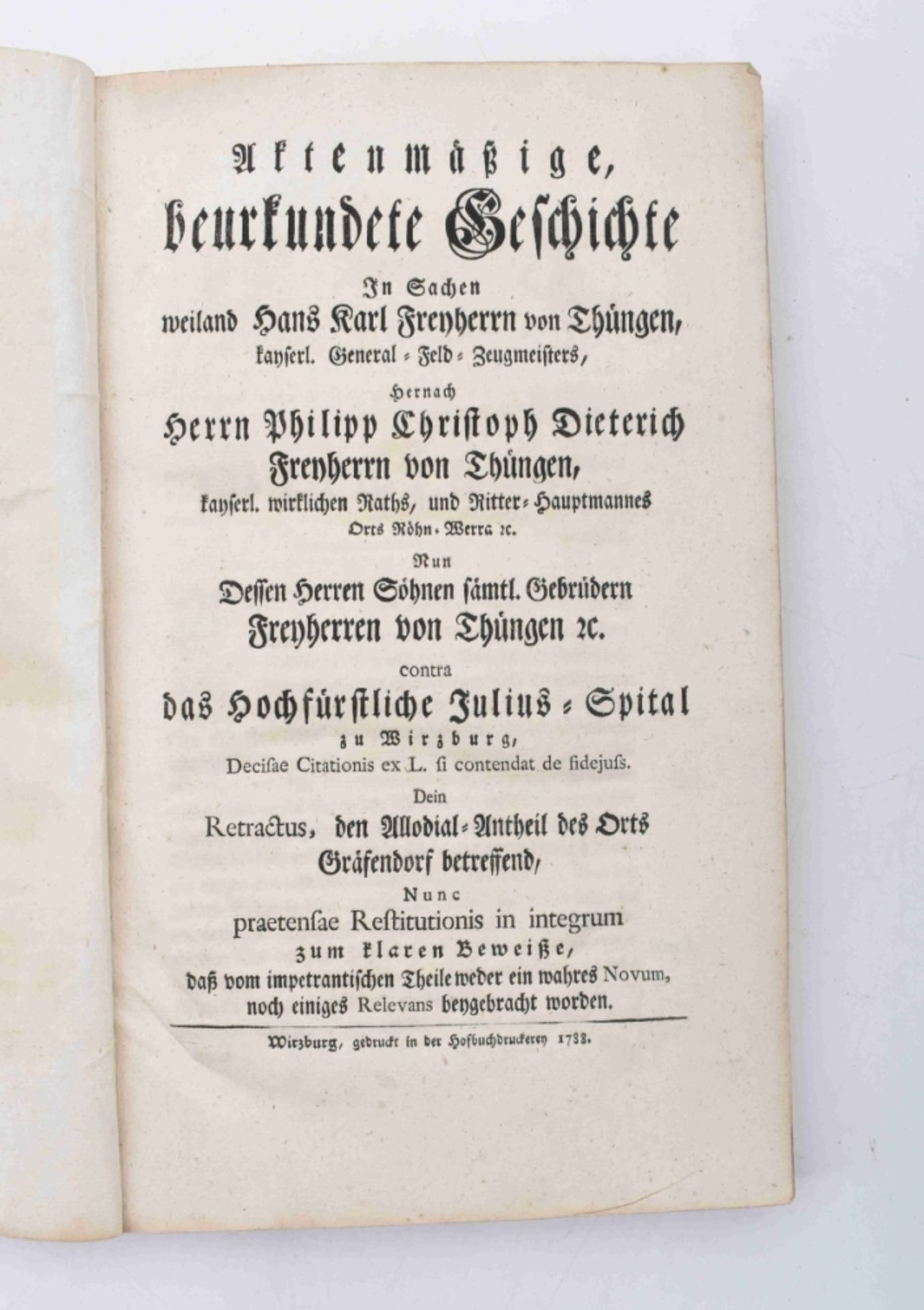 Thüngen, Hanns Carl von, Juristische Streitschrif