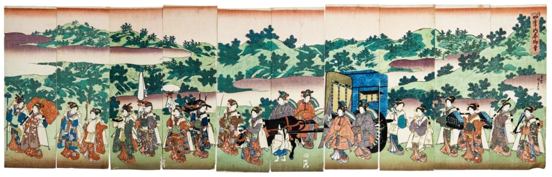 Utagawa Kunisada (Toyokuni III.): Frühlingfest in den vier Jahreszeiten