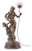Venus mit Cupido als Tischlampe, Nach Auguste Moreau, Frankreich - um 1900