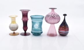 Fünf Studioglas-Vasen, E. 20. Jh.