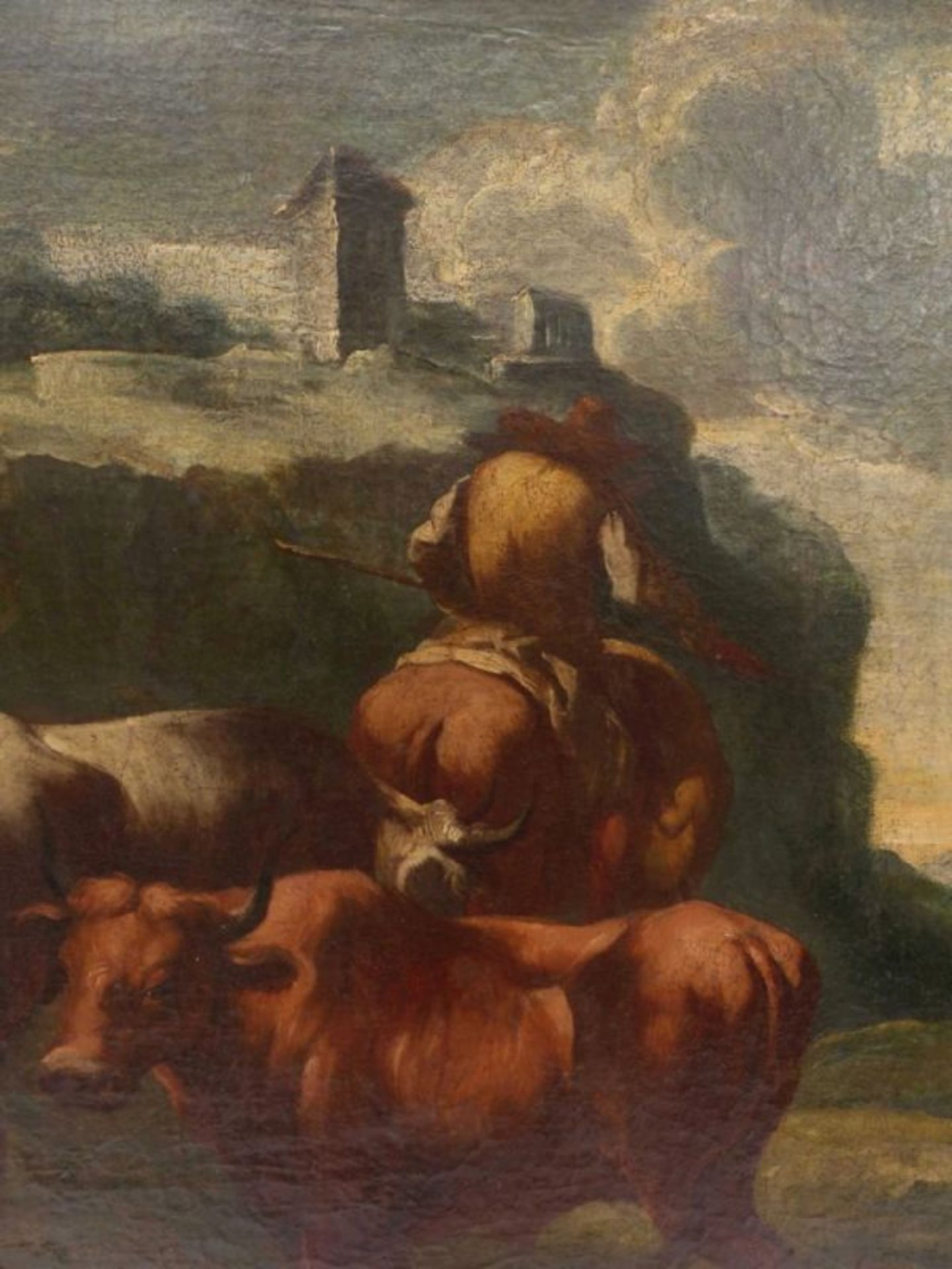 Hirten mit Weidetieren am Fluss, Niederländischer Meister des 17. Jahrhunderts - Image 8 of 16