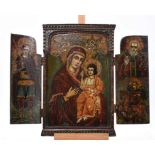 Ikone: Triptychon mit Muttergottes und Heiligen, Bulgarien, 19. Jh.