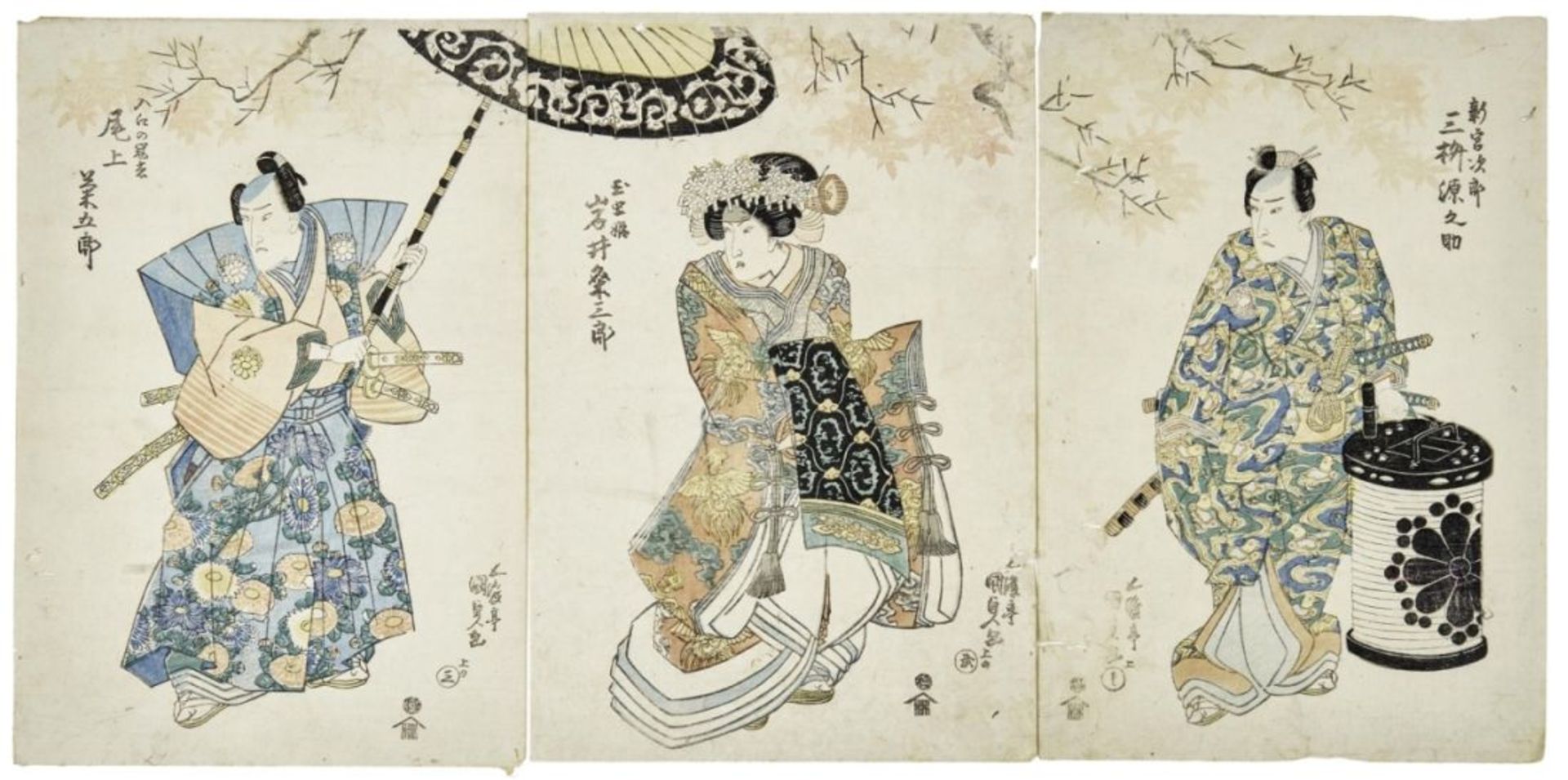 Utagawa Kunisada (Toyokuni III.): Drei Schauspielerbildnisse