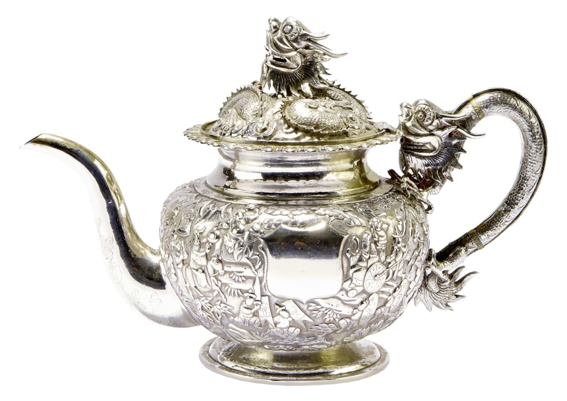 Teekanne mit Drachendekor, China, 19. Jh., für den Export