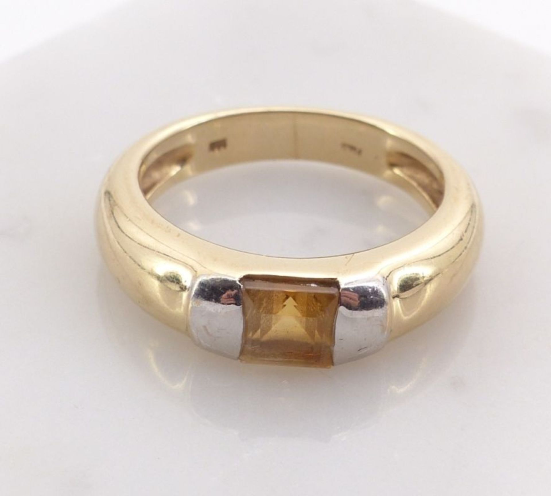 Goldring mit Citrin, 20. Jh. - Image 3 of 4