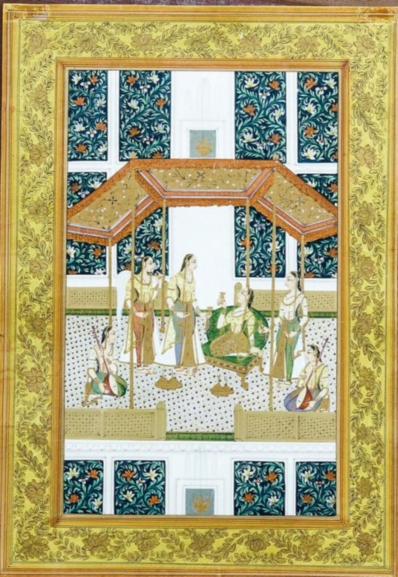 Prinzessin in ihrem Gemach, Indische Miniaturmalerei, wohl des 19. Jh.