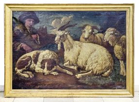 Roos, Philipp Peter, gen. Rosa da Tivoli - Kreis des: Hirte mit drei Schafen und Hirtenhund bei der