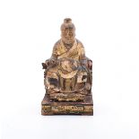 Auf einem Thron sitzender Gelehrter oder Würdenträger, China, Qing-Dynastie, 18. Jh.